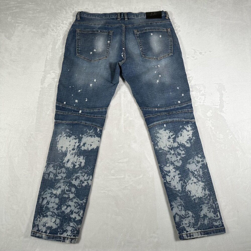 Damati Jeans Men Size W36 L29 Distressed Paint Cotton Blend Moto Biker EUC - Picture 10 of 12
